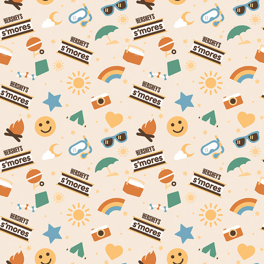 Camp S'mores Main Marshmallow Fabric - By the yard