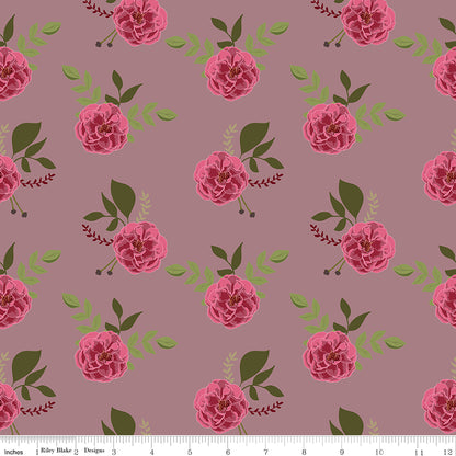Petal Song Roses Amethyst Fabric - By the yard