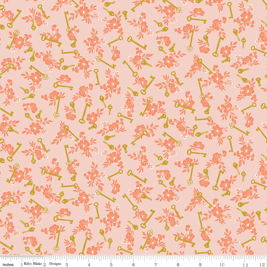 Blossom Lane Keys Blush Fabric - By the yard