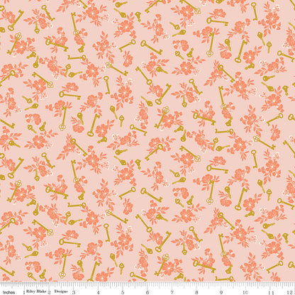 Blossom Lane Keys Blush Fabric - By the yard
