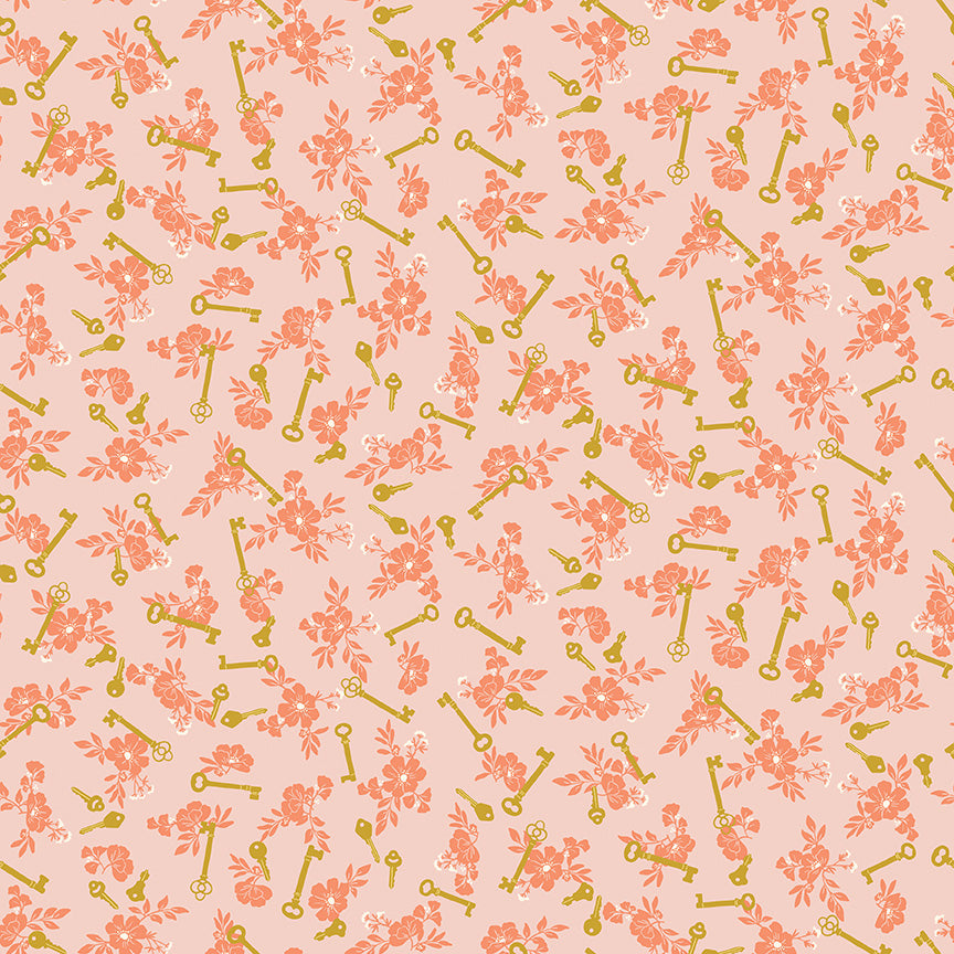 Blossom Lane Keys Blush Fabric - By the yard