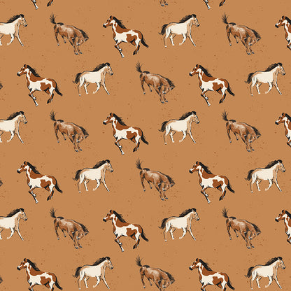 Wild Rose Horses Sienna Fabric - By the yard