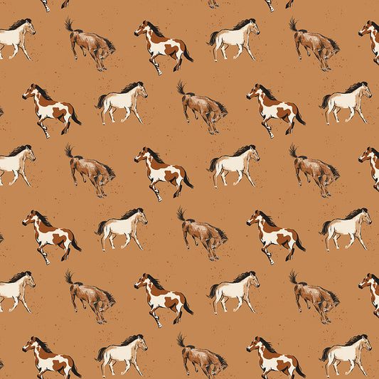 Wild Rose Horses Sienna Fabric - By the yard