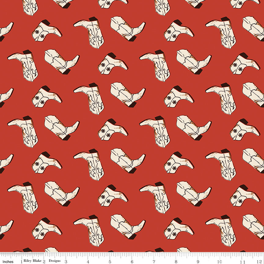 Wild Rose Boots Red Fabric - By the yard