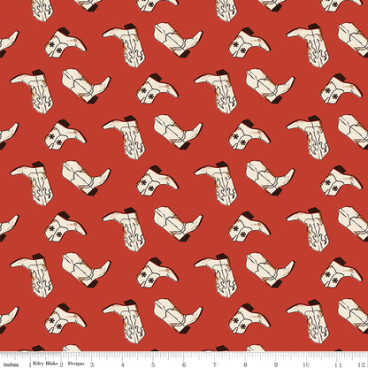 Wild Rose Boots Red Fabric - By the yard