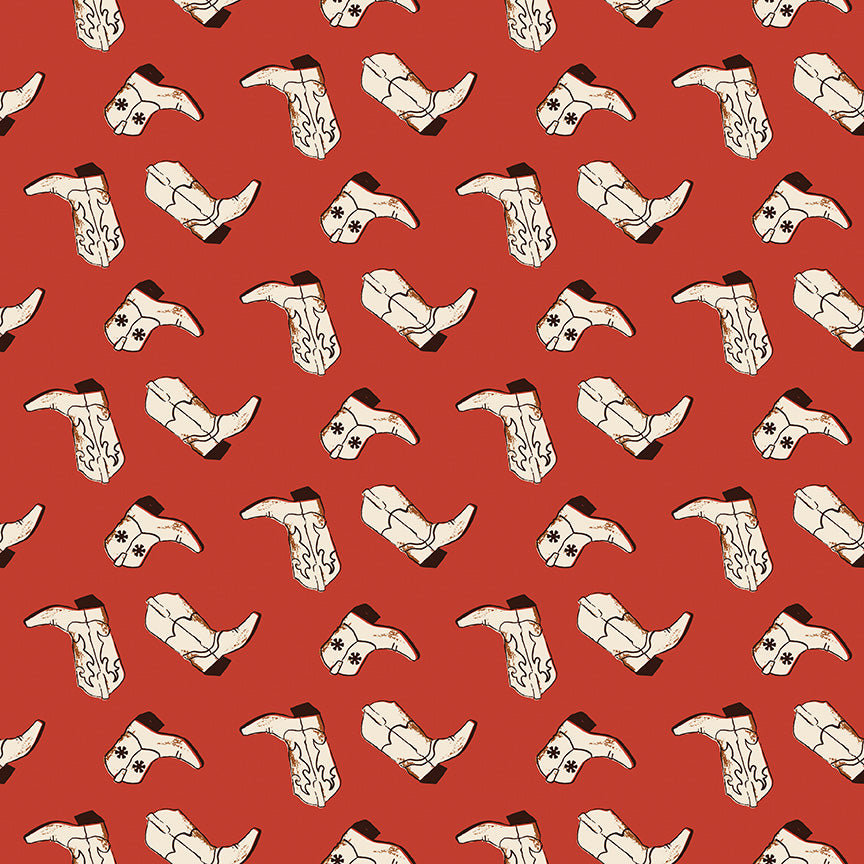 Wild Rose Boots Red Fabric - By the yard