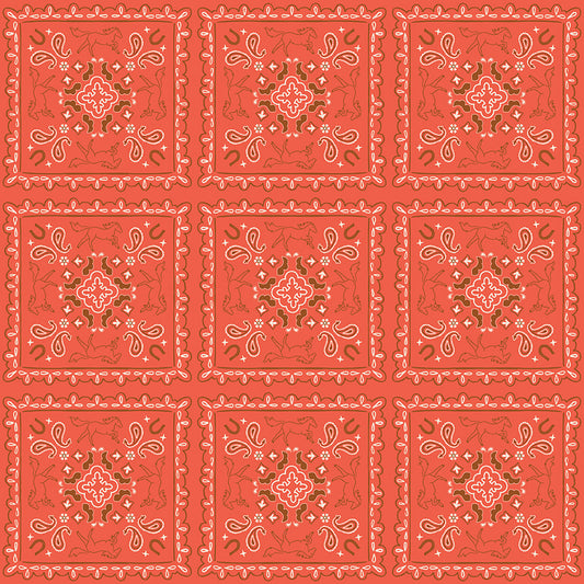 Wild Rose Bandanas Cayenne Fabric - By the yard