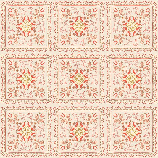 Wild Rose Bandanas Cream Fabric - By the yard