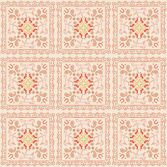 Wild Rose Bandanas Cream Fabric - By the yard