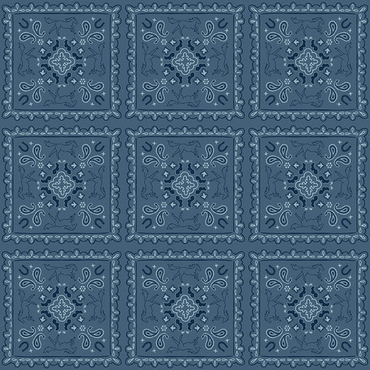 Wild Rose Bandanas Denim Fabric - By the yard