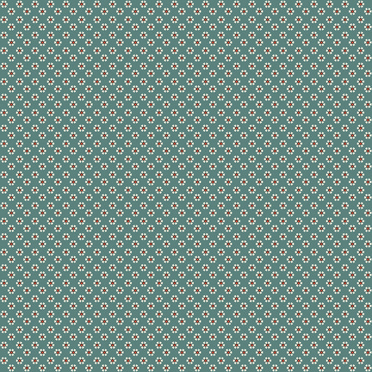 Wild Rose Tiny Flowers Teal Fabric - By the yard