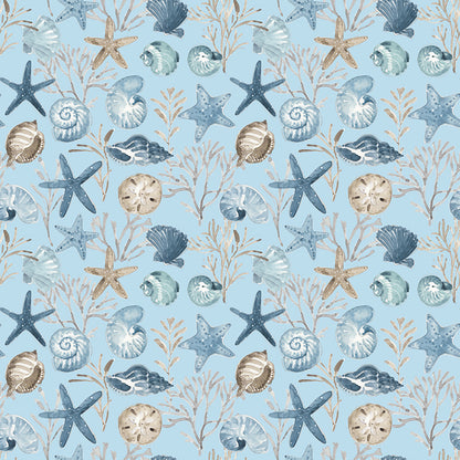 Blue Escape Coastal Ocean Floor Sky Fabric - By the yard