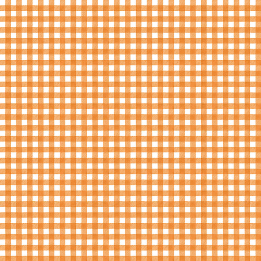 Pumpkin Patch Gingham Orange Fabric - By the yard