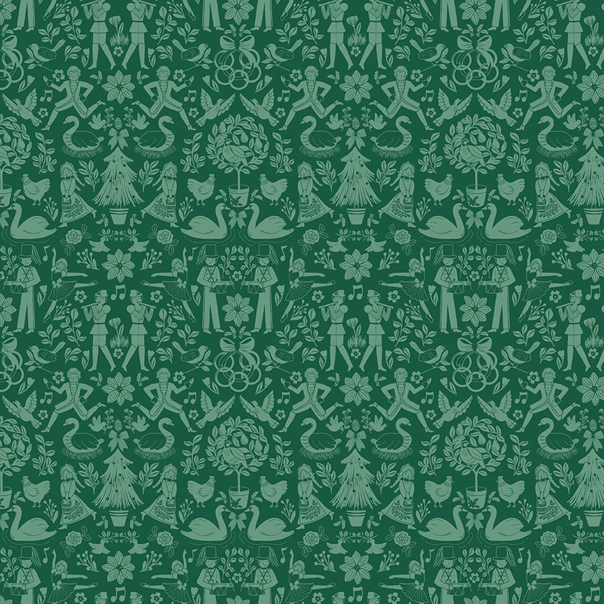 A Pear-Fect Christmas Lords A-Leaping green Fabric - By the yard