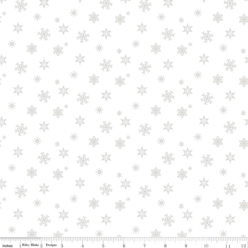 Christmas Wishes Snowflakes White-on-White Fabric
