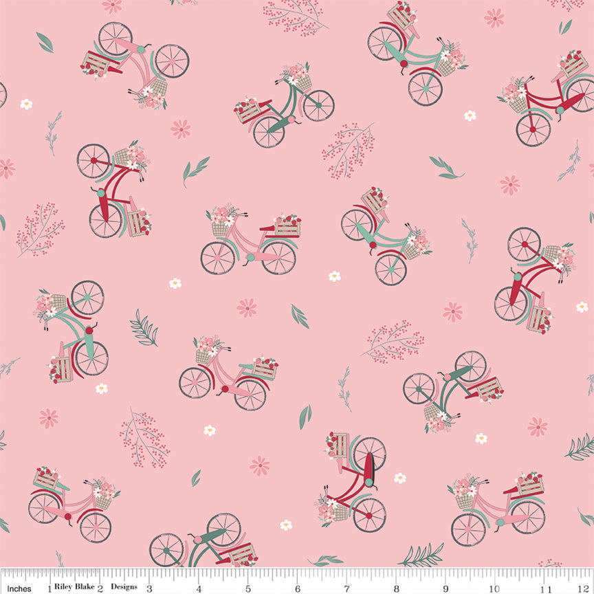 PREORDER Berry Market Bicycles Frosting Fabric - By the yard