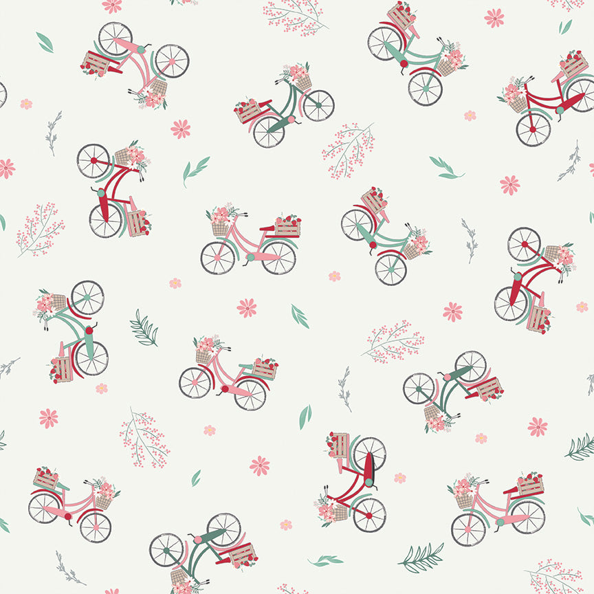 PREORDER Berry Market Bicycles Sand Dollar Fabric - By the yard