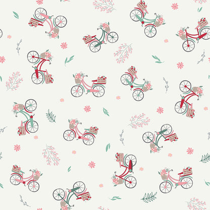 PREORDER Berry Market Bicycles Sand Dollar Fabric - By the yard