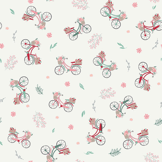 PREORDER Berry Market Bicycles Sand Dollar Fabric - By the yard