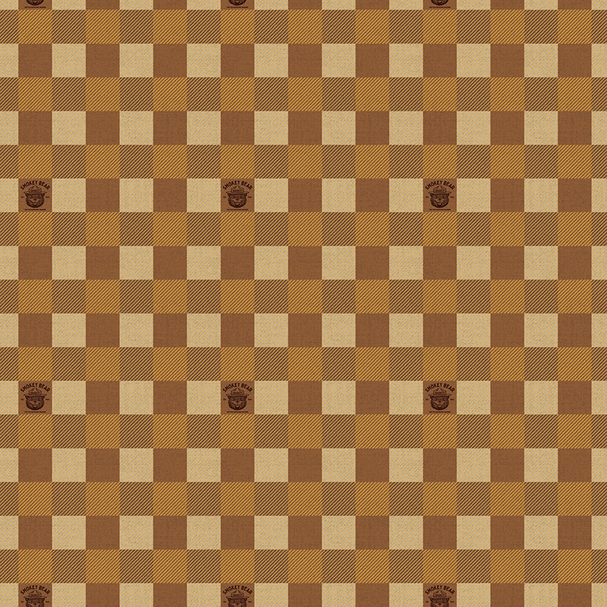 Friends of Smokey Bear Buffalo Check Sienna Fabric - By the yard