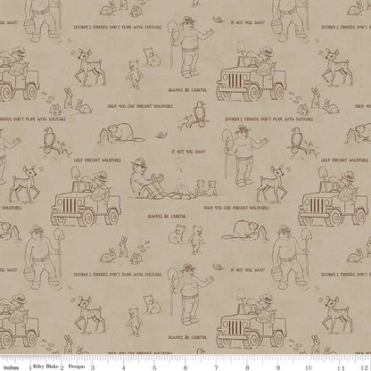 Friends of Smokey Bear Outlines Sand Fabric - By the yard