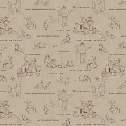 Friends of Smokey Bear Outlines Sand Fabric - By the yard