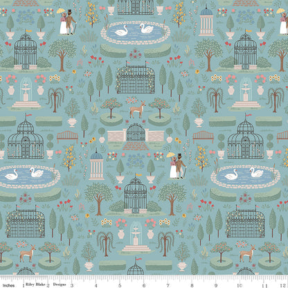 Emma Highbury Blue Fabric - By the yard