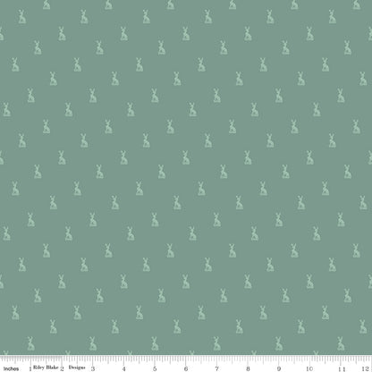 Emma Austen Family Crest Green Fabric - By the yard