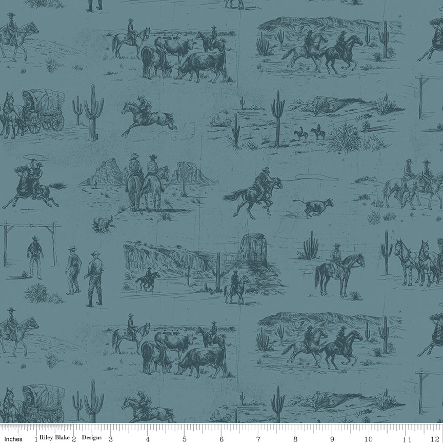 John Wayne American West Main Denim Fabric - By the yard