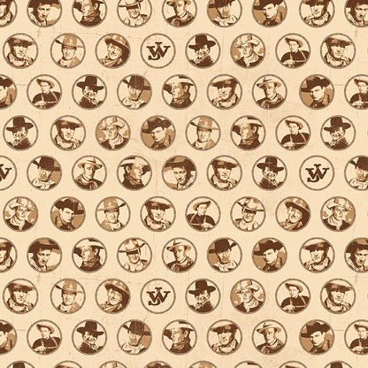 John Wayne American West Circles Cream Fabric - By the yard