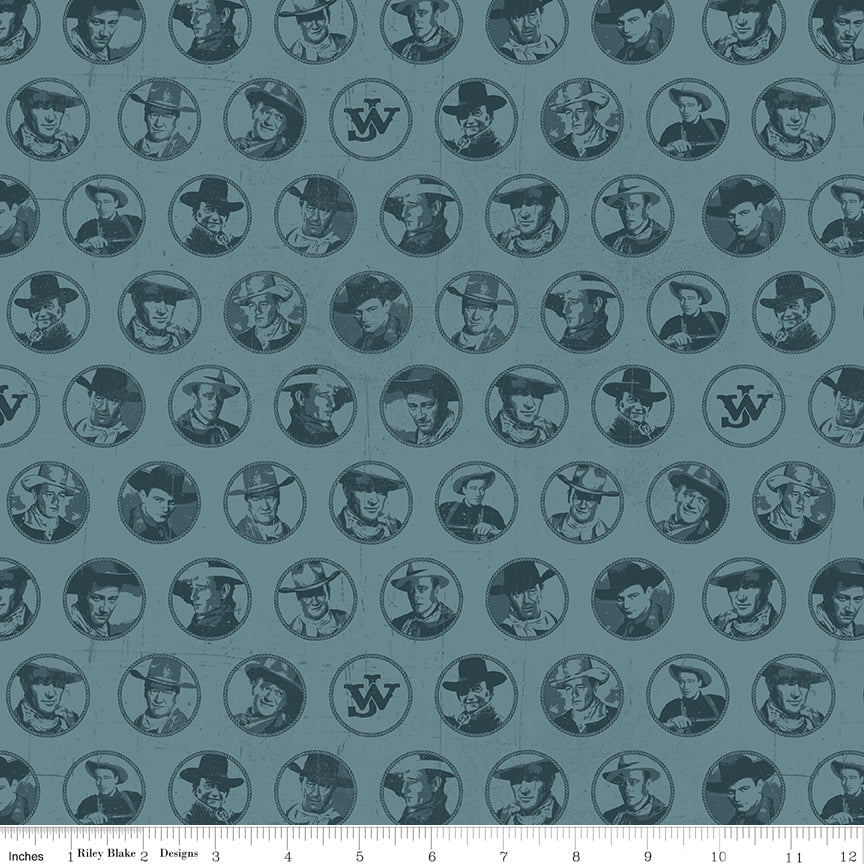 John Wayne American West Circles Denim Fabric - By the yard