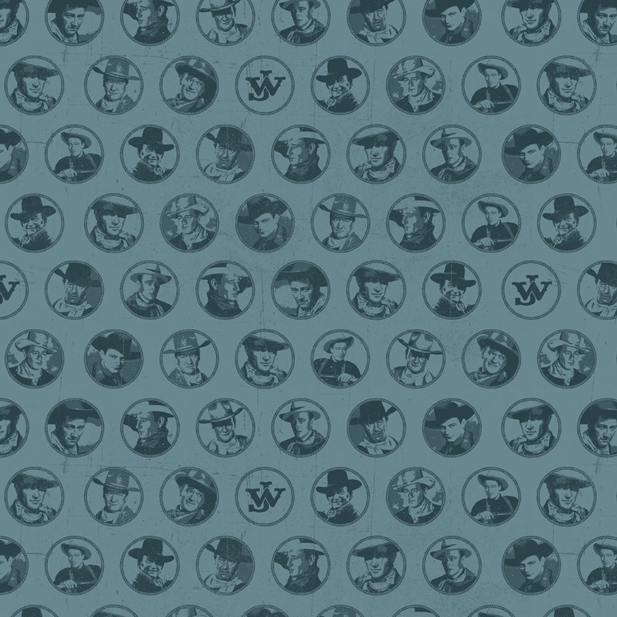 John Wayne American West Circles Denim Fabric - By the yard