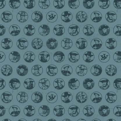 John Wayne American West Circles Denim Fabric - By the yard
