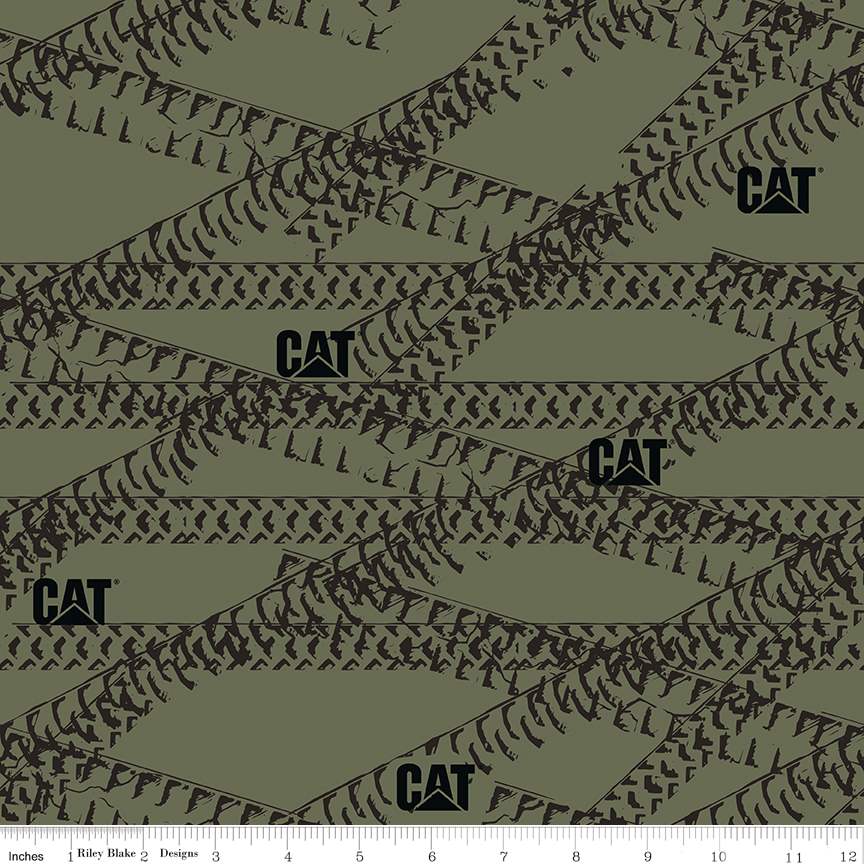 Caterpillar® 100 Years Tracks Green Fabric