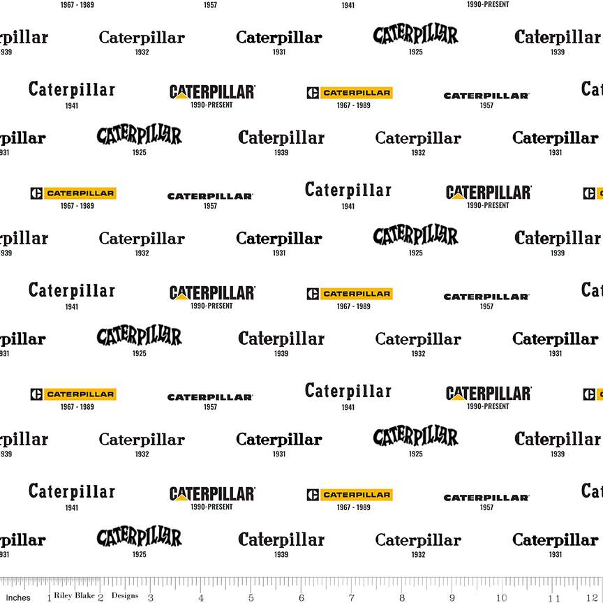 Caterpillar® 100 Years Vintage Logos White Fabric