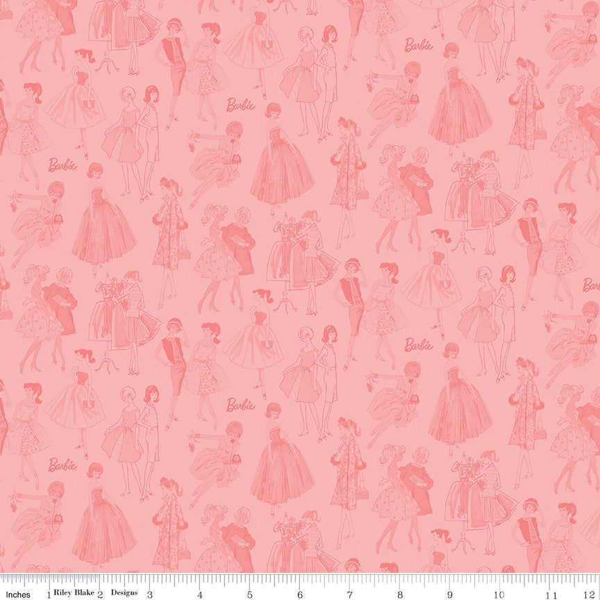 Barbie™ Vintage Tonal Pink Fabric