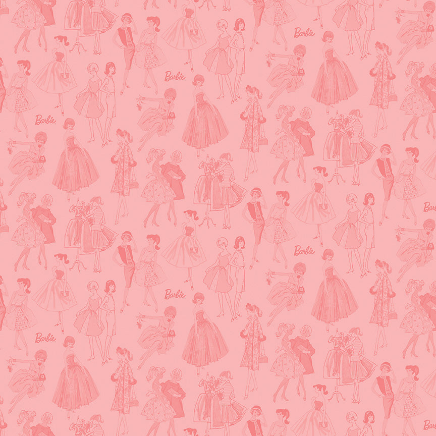 Barbie™ Vintage Tonal Pink Fabric
