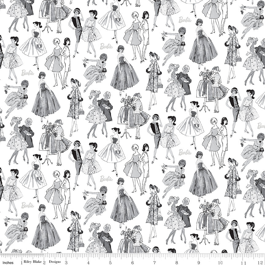 Barbie™ Vintage Tonal White Fabric