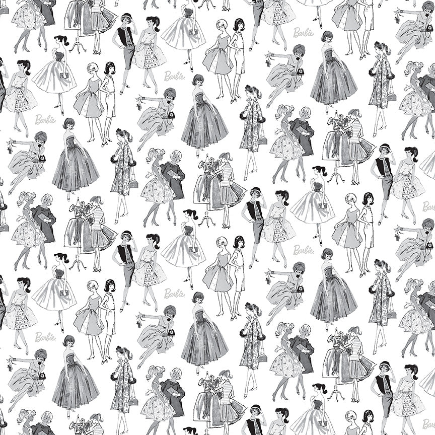 Barbie™ Vintage Tonal White Fabric