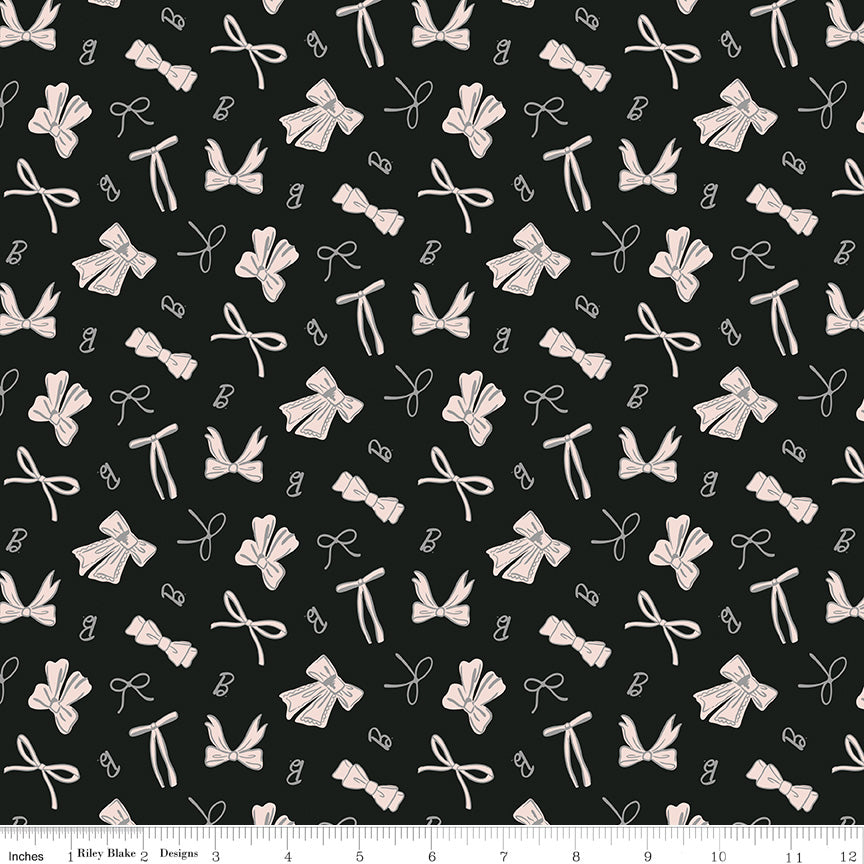 Barbie™ Vintage Bows Black Fabric