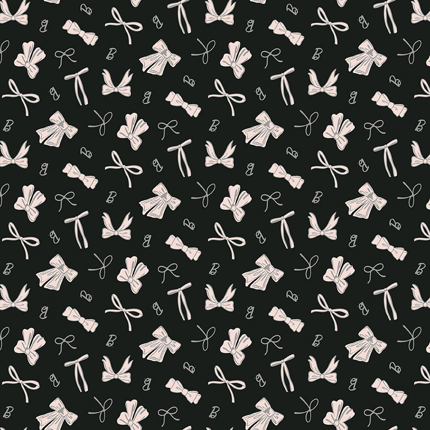 Barbie™ Vintage Bows Black Fabric