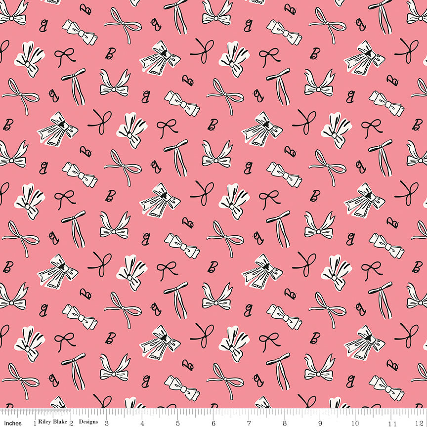 Barbie™ Vintage Bows Pink Fabric