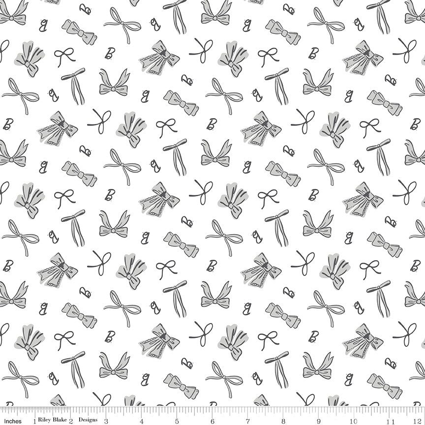 Barbie™ Vintage Bows White Fabric
