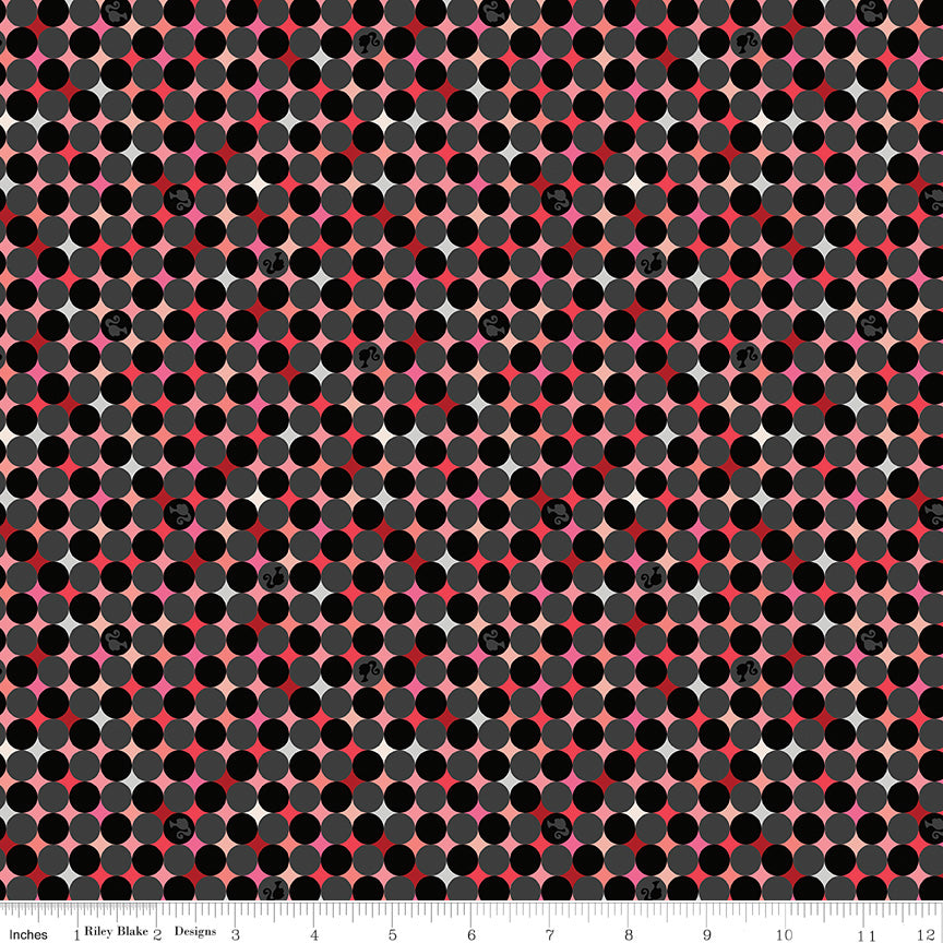 Barbie™ Vintage Sparkle Dots Black Fabric