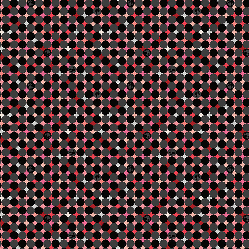 Barbie™ Vintage Sparkle Dots Black Fabric