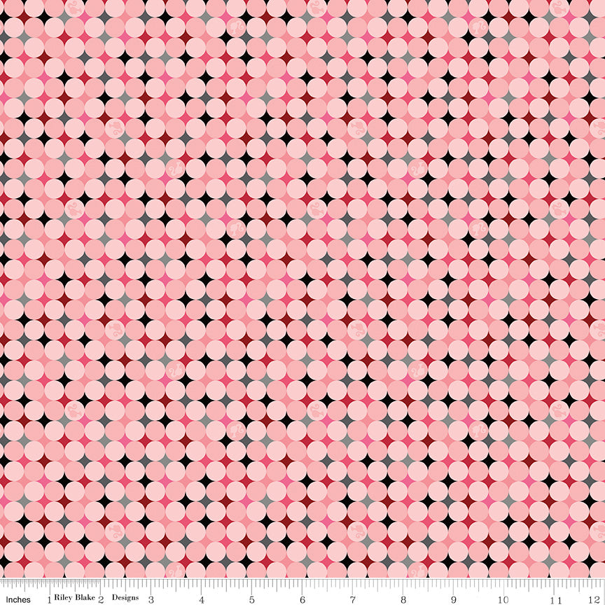Barbie™ Vintage Sparkle Dots Pink Fabric