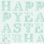 Egg Hunt Happy Easter Blender Aqua Fabric