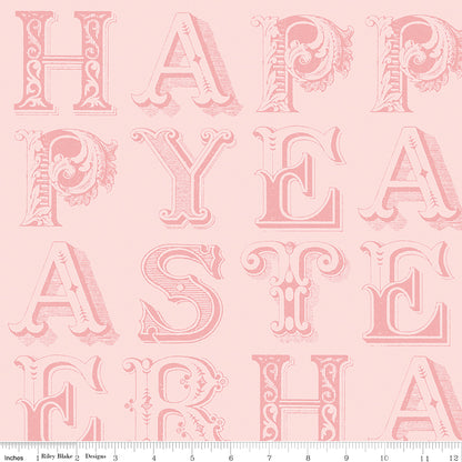 Egg Hunt Happy Easter Blender Pink Fabric - By the yard