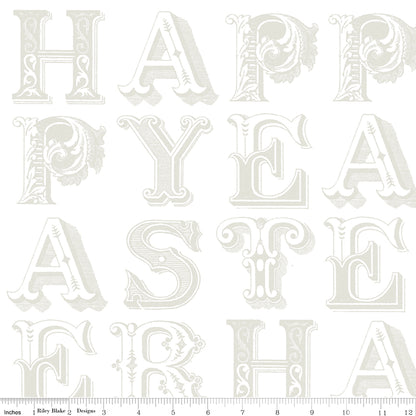 Egg Hunt Happy Easter Blender White Fabric - By the yard