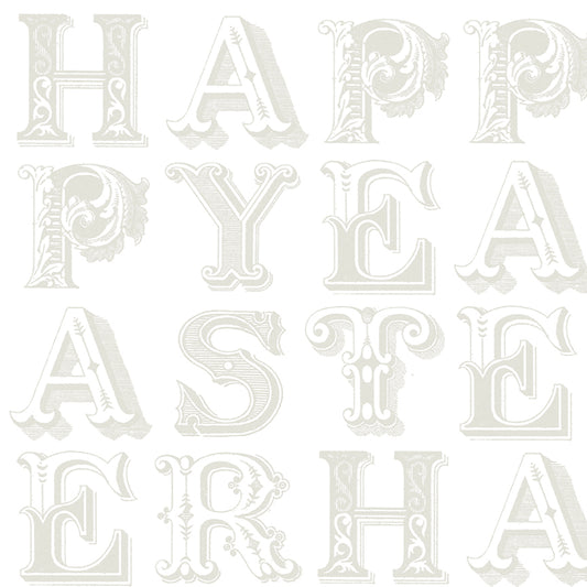 Egg Hunt Happy Easter Blender White Fabric - By the yard